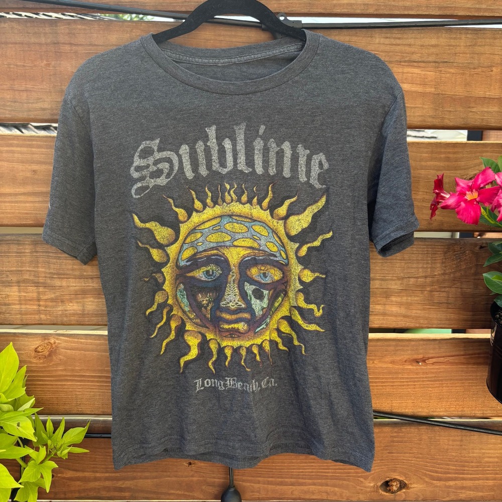 Sublime Graphic T-Shirt Unisex Medium Gray Excellent 40oz Sun Band Tee